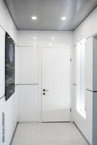 Modern Home Hallway Interior White Plactic Panels And Tiles