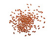 Flax seeds on white background, top view