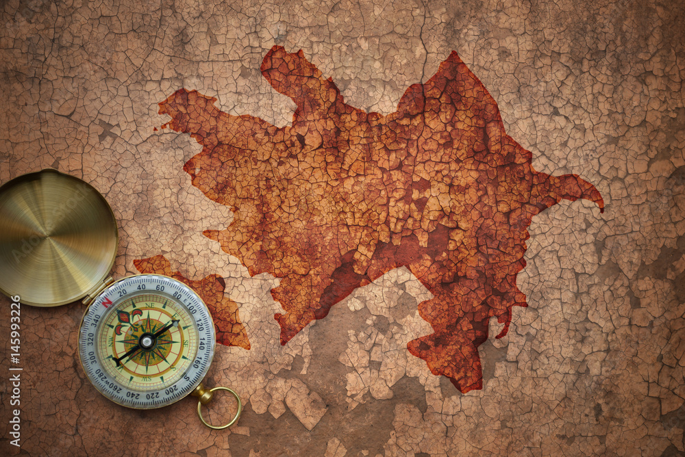 map of azerbaijan on a old vintage crack paper