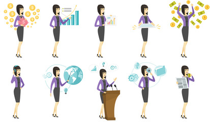 Poster - Vector set of illustrations with business people.