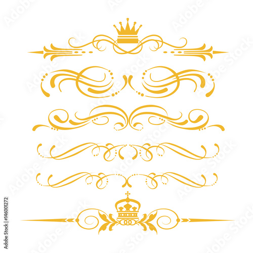 Download Gold victorian decorative elements, calligraphic, border ...