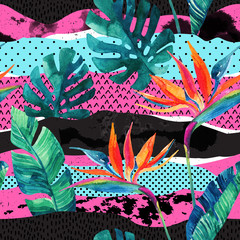 Sticker - Abstract tropical summer design seamless pattern.