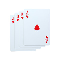 Wall Mural - Poker hearts of J Q K A playing cards isolated on white background