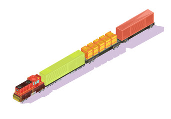 Wall Mural - Freightliner Train Isometric Composition