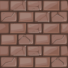 Wall Mural - Cartoon brown stone Wall texture, set seamless background