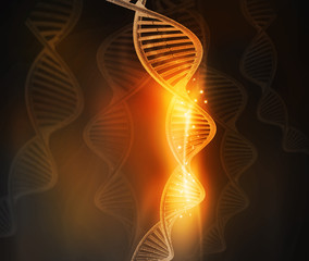 Wall Mural - DNA molecules on abstract background. 3d illustration