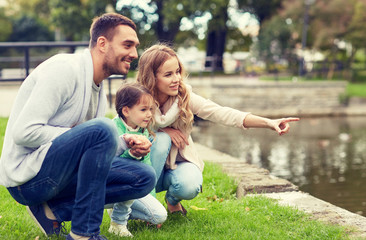 Sticker - happy family walking in summer park