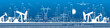 © panimoni - Petroleum and urban panorama, industrial landscape, power plant, vector lines design art