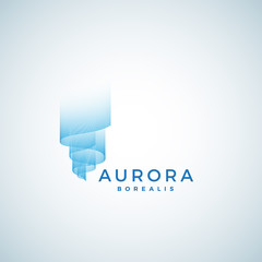 aurora borealis abstract vector sign, emblem or logo template. premium quality symbol.