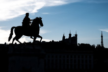 Louis XIV Horse Walking On Fourviere Cathedral In Lyon, France