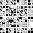 © creatorsclub - Decorative geometric shapes tiling. Monochrome irregular pattern.  Abstract black and white background. Artistic ornamental lattice