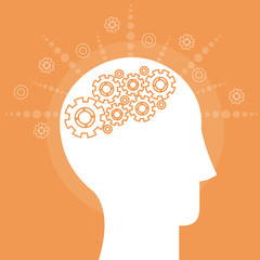 Canvas Print - human head mind teamwork gear vector illustration