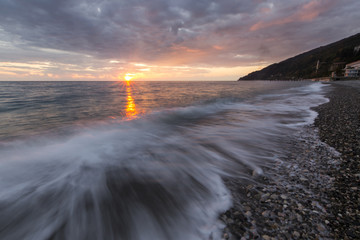 Wall Mural - Beautiful sunset over the sea