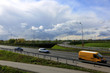 Droga asfaltowa, zjazd, obwodnica Opola, most drogowy.