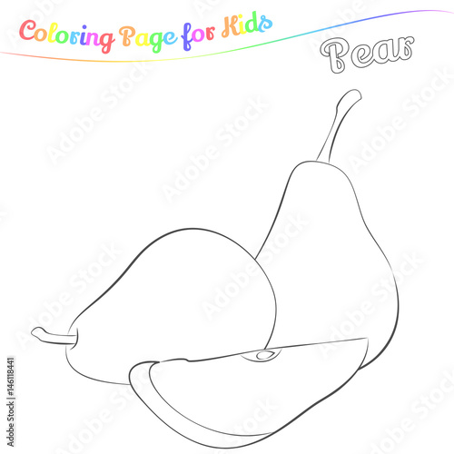 Yummy pear for coloring in imple cartoon style. Page for art coloring