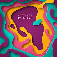 Wall Mural - abstract poster with paper cut shape