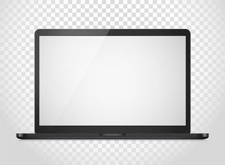 Aufkleber - Modern laptop computer vector mockup isolated on transparent background. Vector notebook photoreal illustration. Template for a content