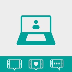 laptop with user icon in the middle vector illustration flat design