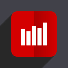 Aufkleber - Graph flat design white and red vector web icon on gray background with shadow in eps10.