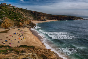 Canvas Print - Ribeira de Ilhas Beach in Ericeira Portugal.