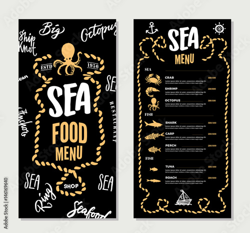 Hand Drawn Seafood Restaurant Menu Template