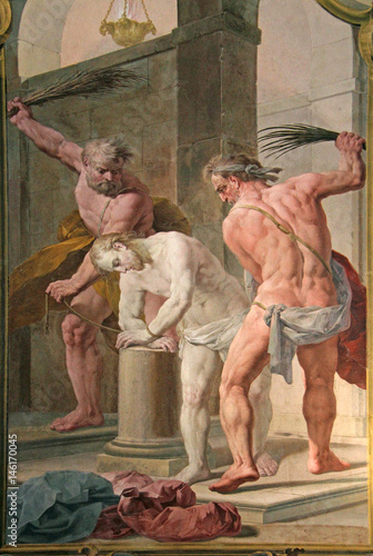 Cristo flagellato; affresco di Biagio Bellotti nella Certosa di Garegnano; Milan Poster