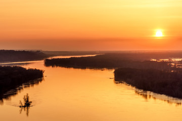 Wall Mural - river sunset sky sun fiery