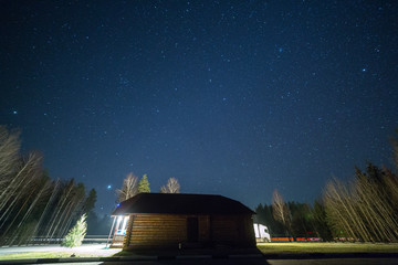 Wall Mural - blue dark night sky with many stars.