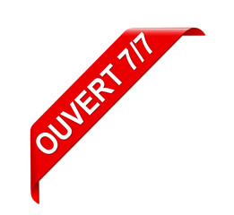 Sticker - ouvert 7 jours sur 7 bannière coin rouge