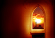 Ramadan Kareem background.Mosque window