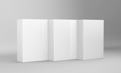 Wall Mural - White tall rectangle blank box isolated on grey background.