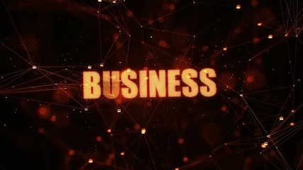 Wall Mural - cgi animation of yellow glitching business words appearing in dark digital space with plexus effect