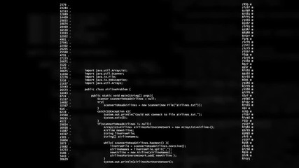 Wall Mural - cgi animation of white computer code and numbers running down screen in hacking attempt