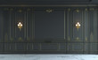 © loookash - Black wall panels in classical style with gilding. 3d rendering