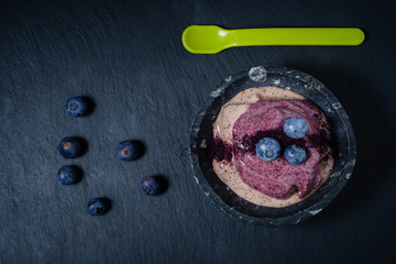 Vegan ice cream on black background