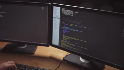 Concentrated software developer writing programming code