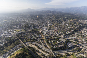 Wall Mural - Afternoon aerial view of the Highland Park neighborhood in northeast Los Angeles California.  