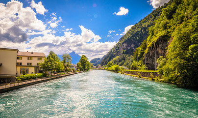 Beautiful river landscape of Interlaken, Switzerland