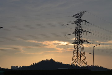 Sunset behind Powerline