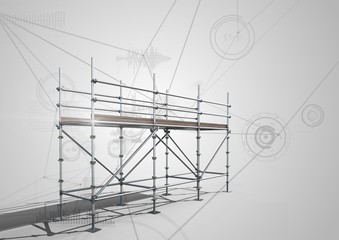 Canvas Print - Connections technology background with 3D Scaffolding