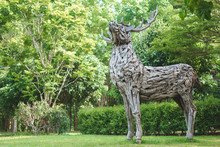 Wooden Deer Statue Made Of Driftwood