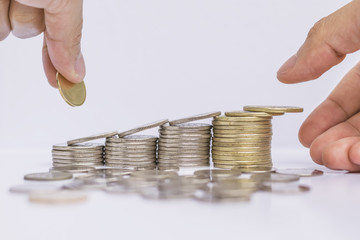 Wall Mural - Hand picking coin for saving 