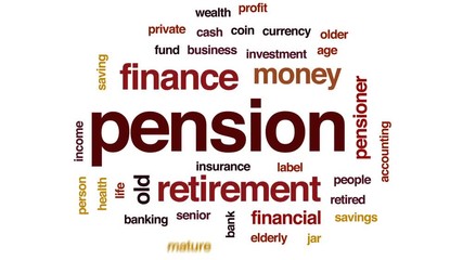 Sticker - Pension animated word cloud, text design animation.