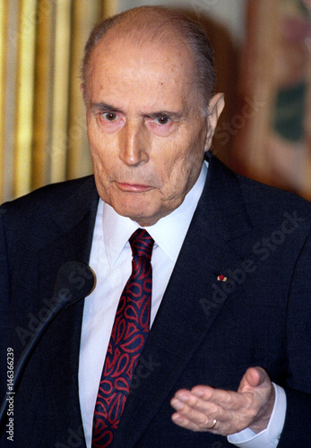 French President Francois Mitterrand Gestures During The - 