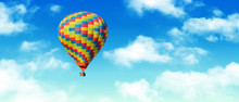 Hot-air Balloon And Blue Sky And White Clouds
