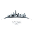 Beijing China city skyline silhouette white background