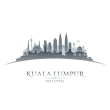 Kuala Lumpur Malaysia City Skyline Silhouette White Background