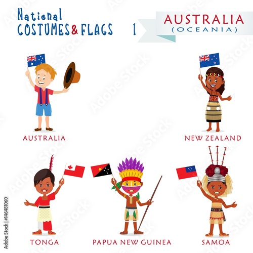 National Costumes And Flags Of The World Australia And Oceania Buy This Stock Vector And Explore Similar Vectors At Adobe Stock Adobe Stock