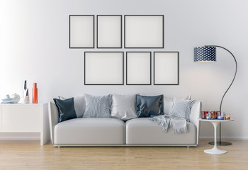 Wall Mural - Picture frame interior set mockup