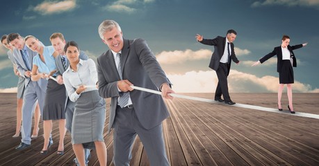 Wall Mural - Business people walking on rope